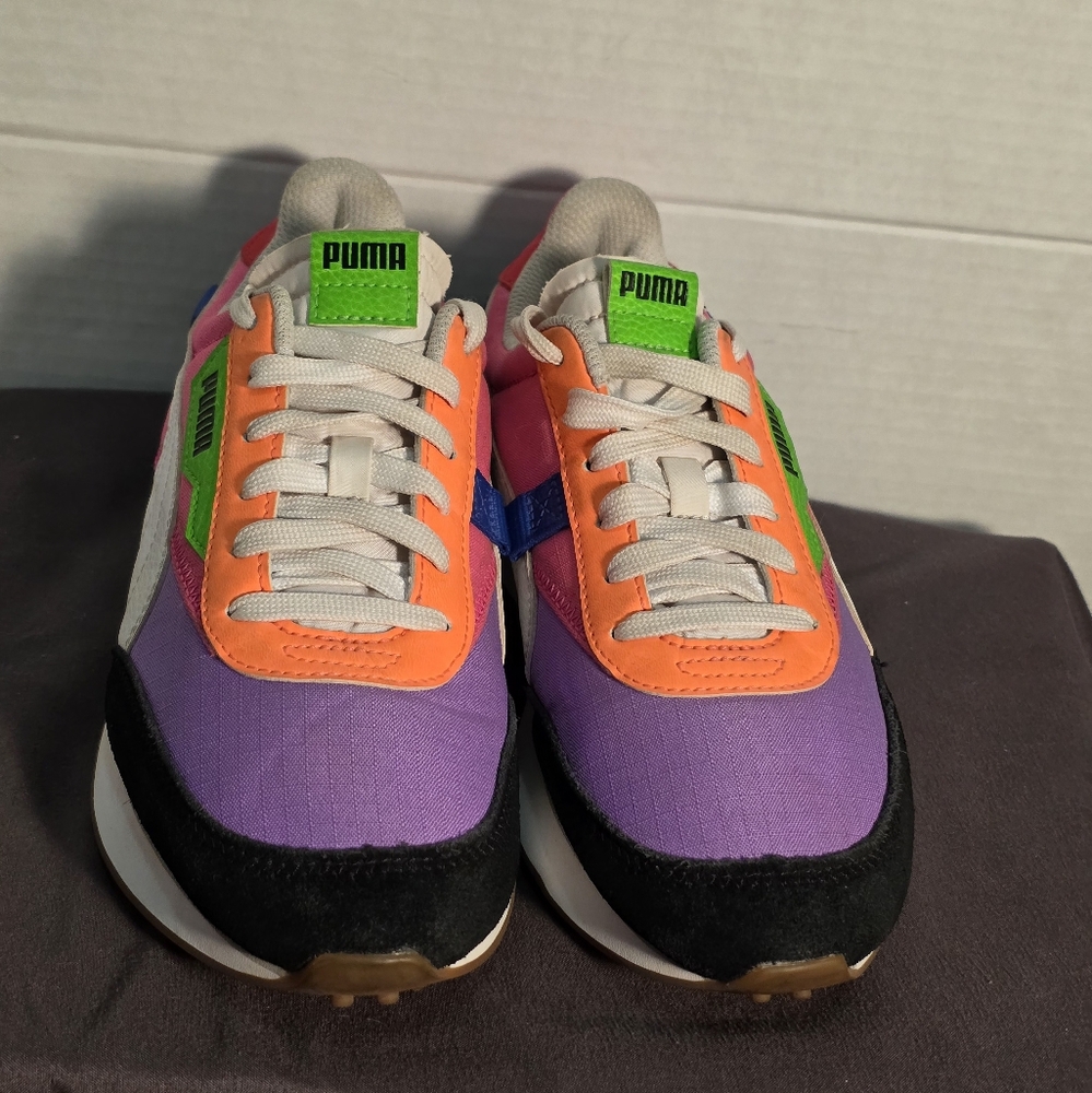 Puma Furture Rider Play On Luminous Sneakers Womans Size 5 Purple Orange Red - Picture 3 of 7